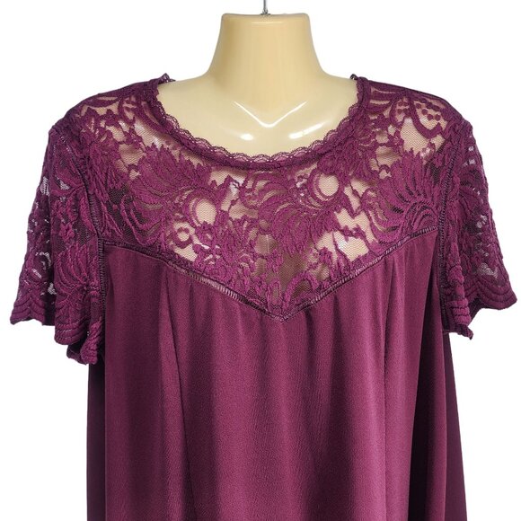 Torrid Lace Tshirt Womens Plus Size 1X 14/16 Studio Knit Lace Yoke Crew Neck Top - Picture 5 of 11